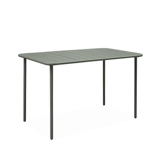 sweeek - Table de jardin métal + 4 assises kaki en acier. Amelia. 120x70xH72.5cm (12.2kg) | sweeek - Image 6