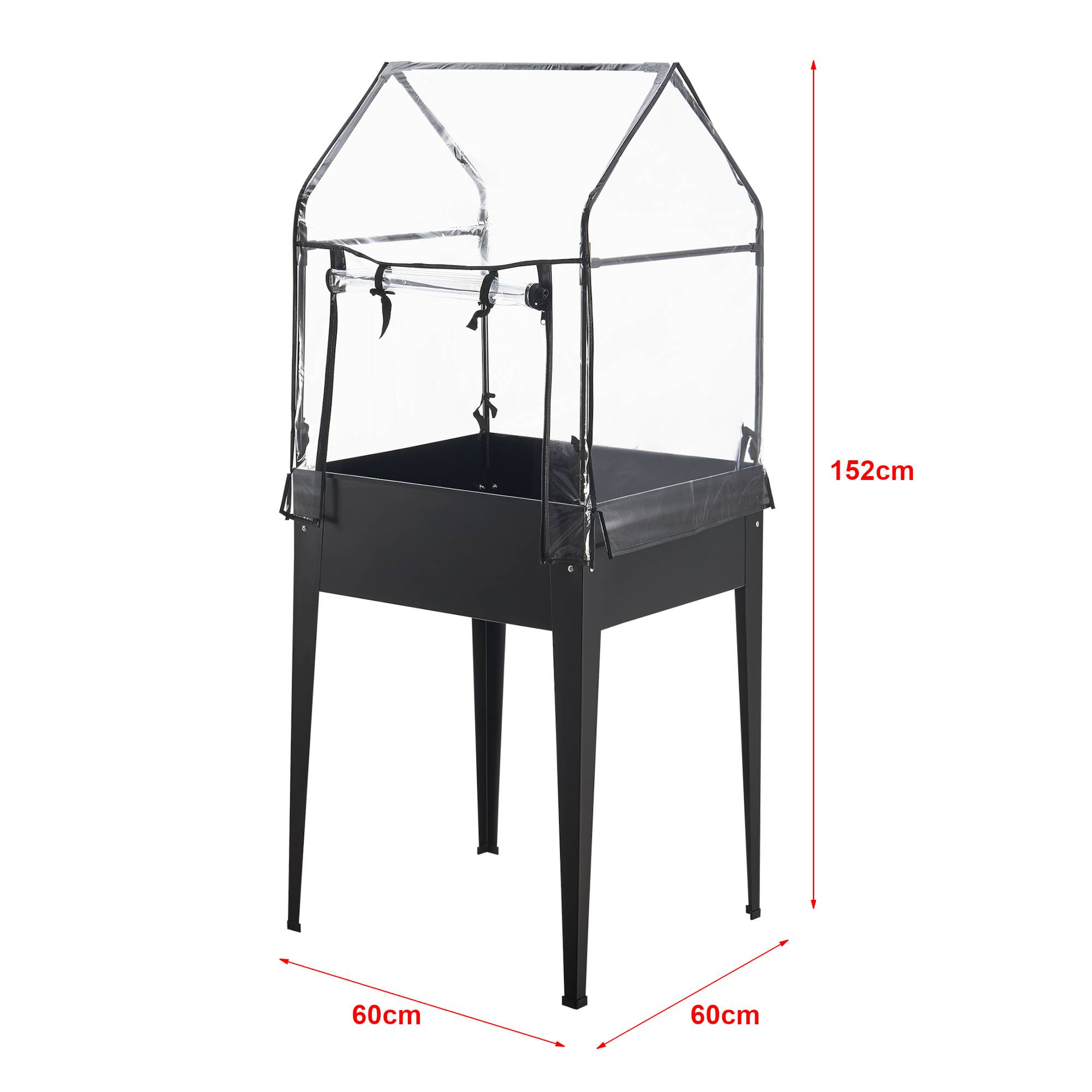 Potager surélevé Katwijk à hauteur ergonomique en acier et PVC 60 x 60 x 152 cm anthracite [en.casa] - Imagen 3