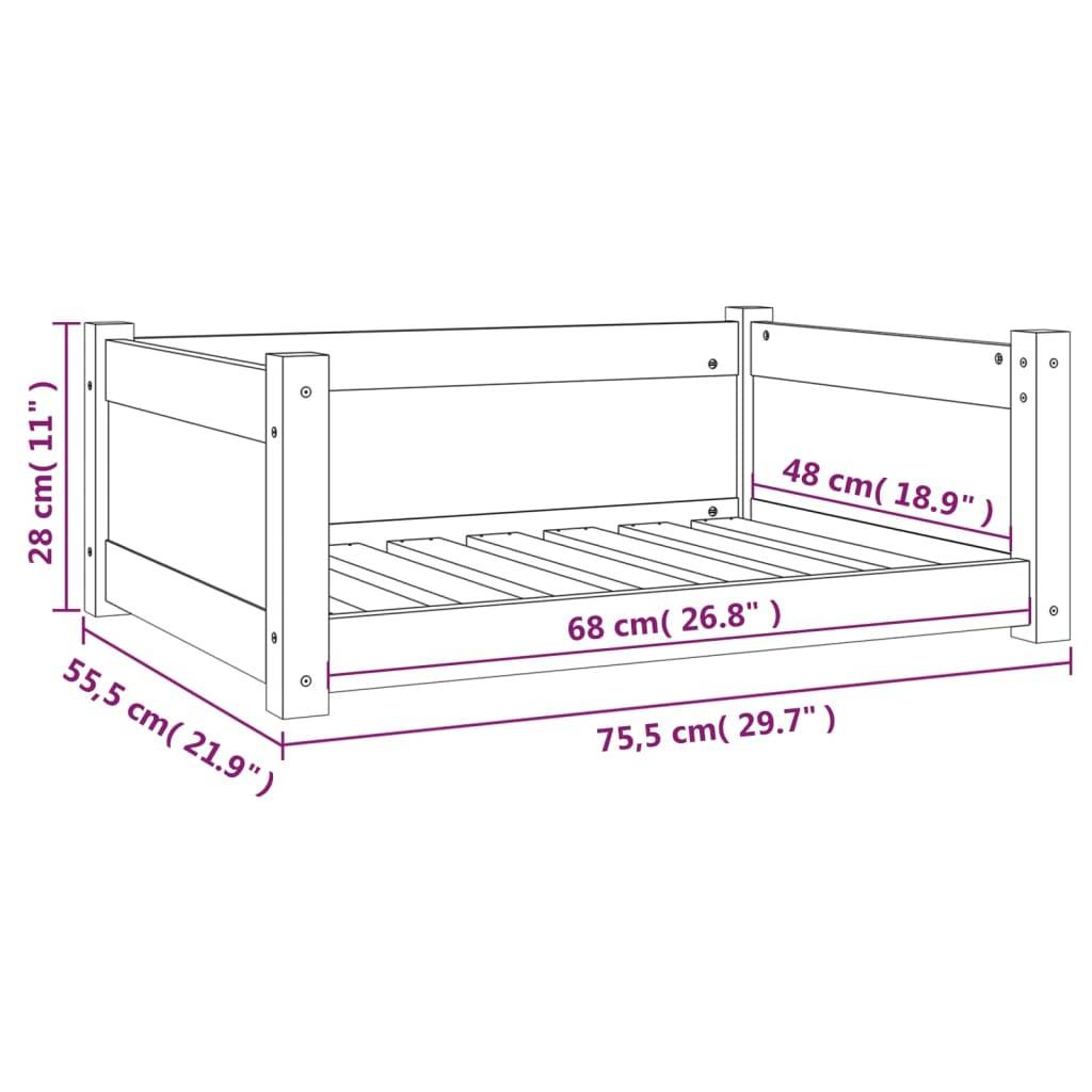 Vidaxl - Lit pour chien Noir 75,5x55,5x28 cm Bois de pin solide vidaXL 821456 - Imagen 3
