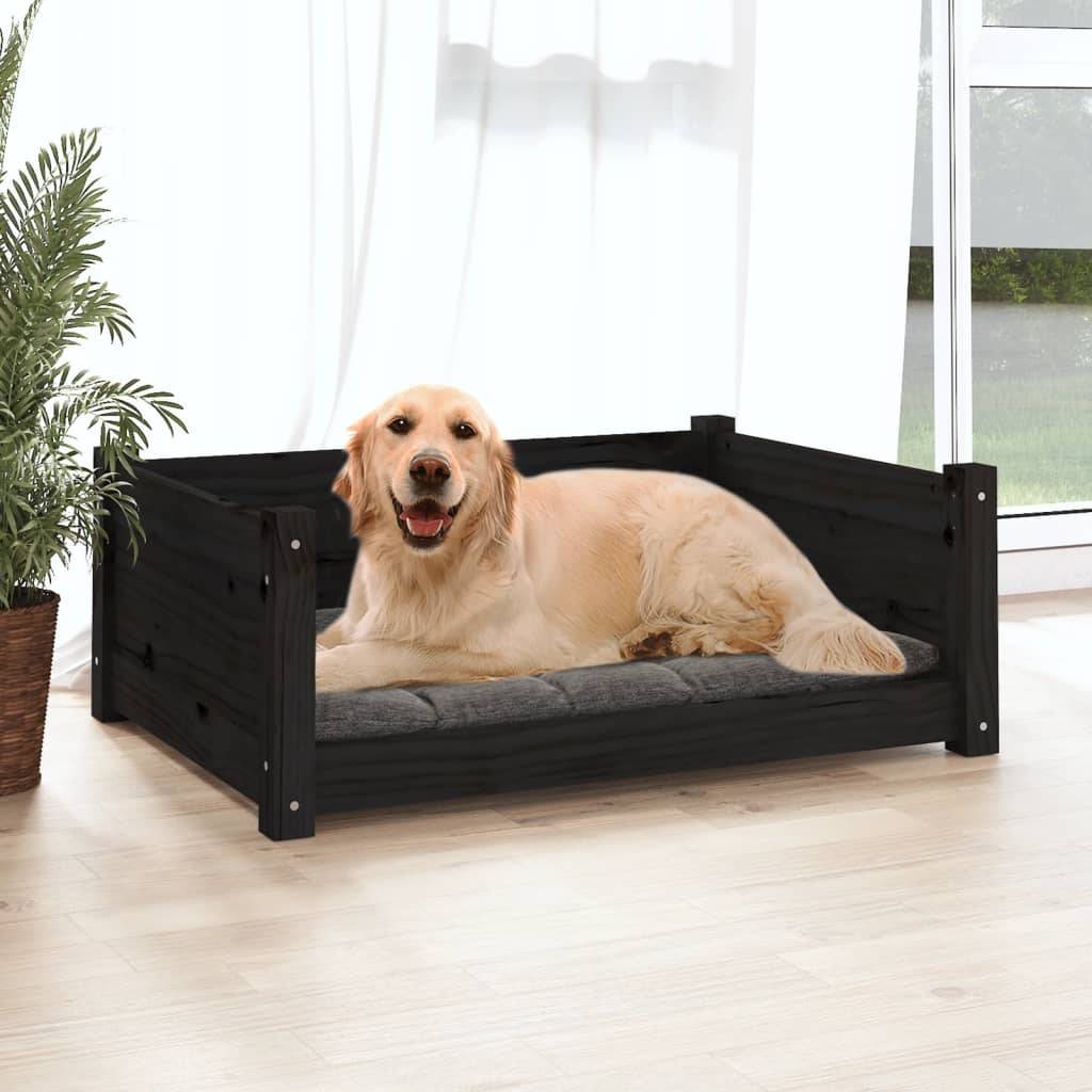 Vidaxl - Lit pour chien Noir 75,5x55,5x28 cm Bois de pin solide vidaXL 821456 - Imagen 1