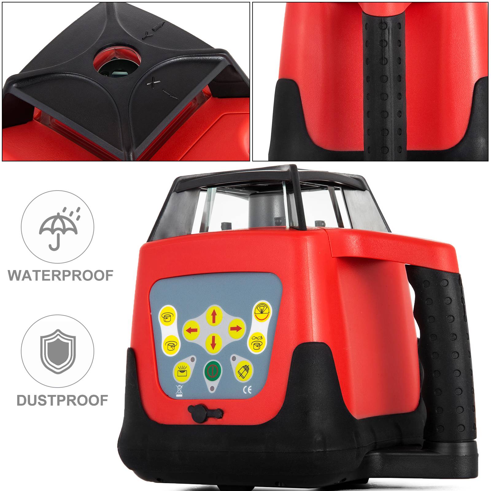 VEVOR Niveau laser rotatif 360°, autonivelant, faisceau rouge, portée 500m pour chantiers intérieurs et extérieurs. - Image 2