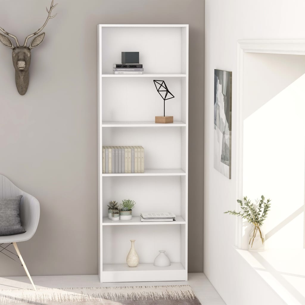 Vidaxl - Bibliothèque à 5 niveaux Blanc 60x24x175 cm Aggloméré - vidaXL - Imagen 2