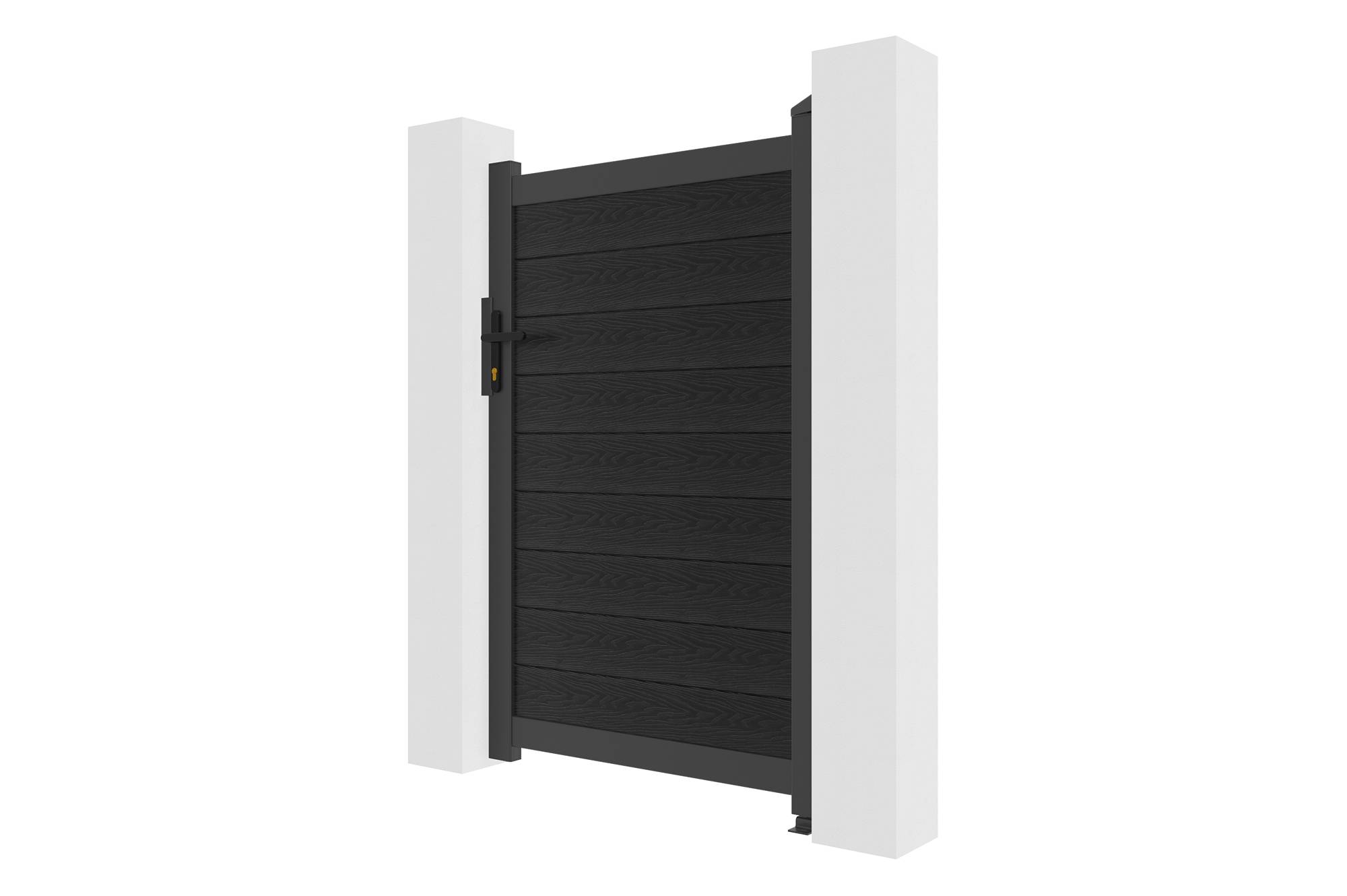 Casanoov Portillon bois composite 1m ATHOS H.160cm gris anthracite avec cadre aluminium + 2 poteaux EIFEL aluminium 15x15cm 160 x 350 cm Teck - Image 7