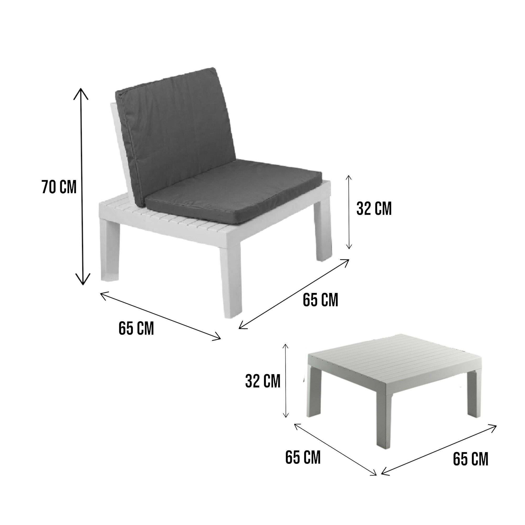 Dmora - Salon d'extérieur Vigevano, Composition de jardin avec 4 sièges avec dossier et 1 module multifonction, Lounge avec coussins, Blanc - Dmora - Imagen 3