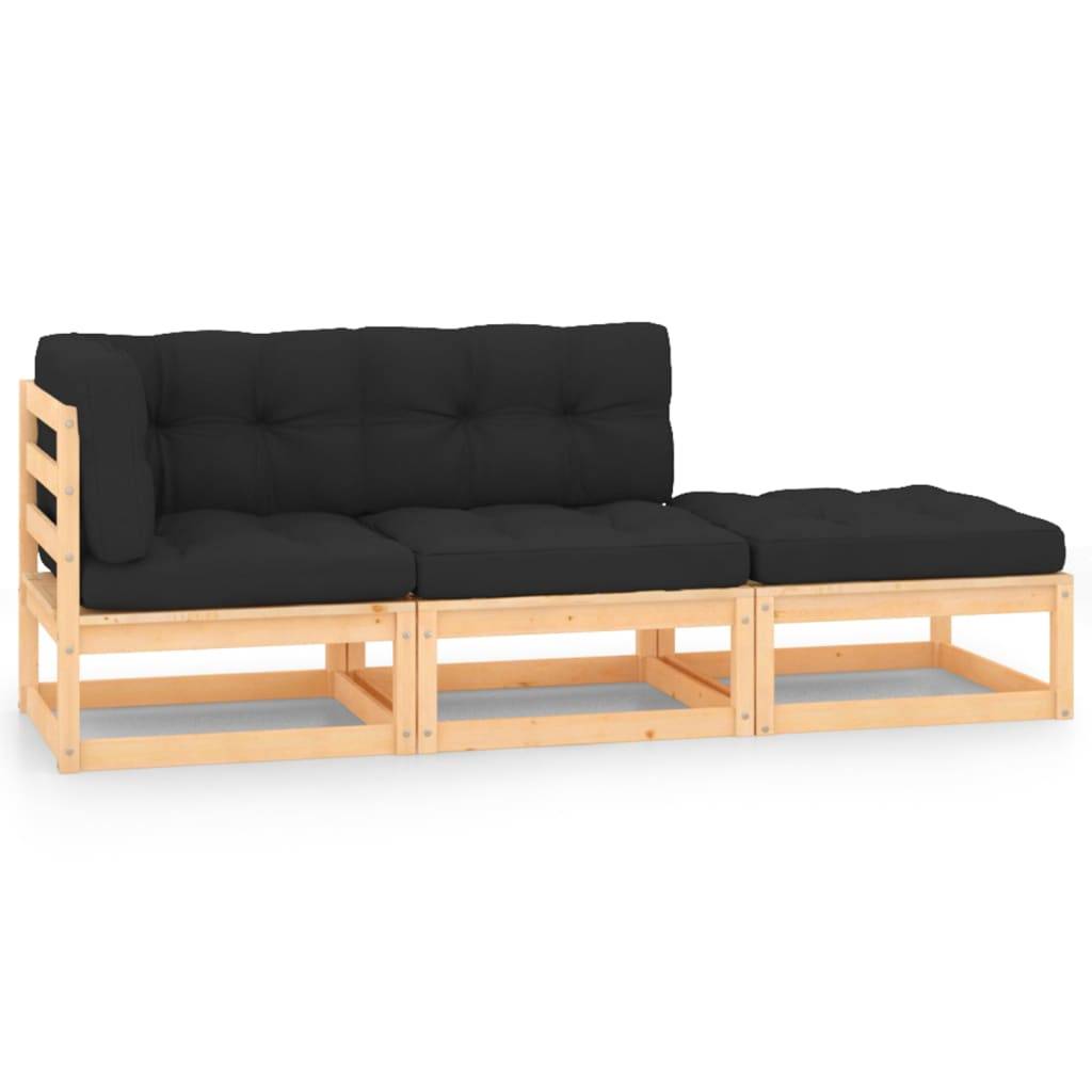 Helloshop26 - Salon de jardin meuble d'extérieur ensemble de mobilier 3 pièces avec coussins bois de pin massif - Imagen 1