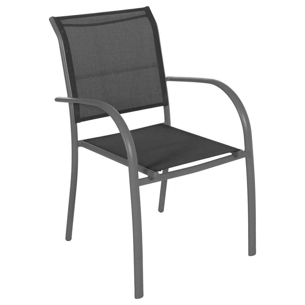Hesperide - Fauteuil de jardin empilable "Piazza" anthracite & graphite aluminium traité époxy Hespéride - Image 2