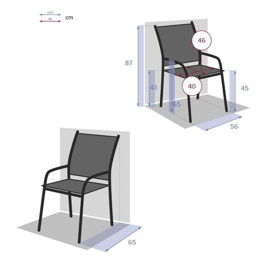 Hesperide - Fauteuil de jardin empilable "Piazza" anthracite & graphite aluminium traité époxy Hespéride - Image 4
