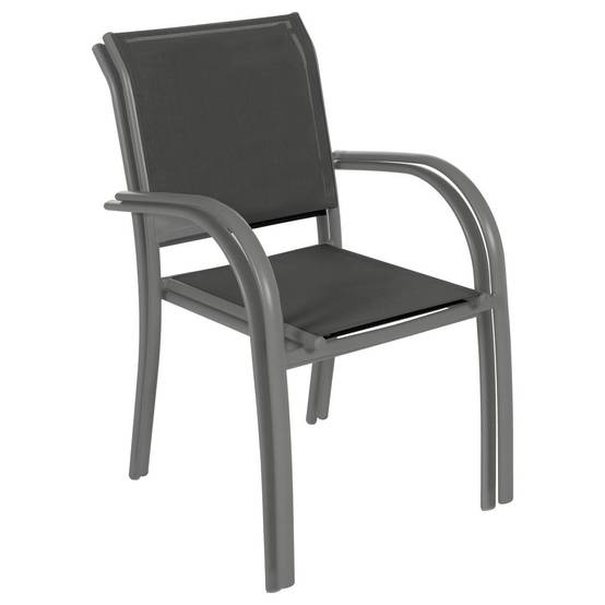 Hesperide - Fauteuil de jardin empilable "Piazza" anthracite & graphite aluminium traité époxy Hespéride - Image 3