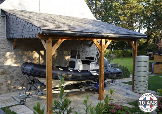 Carport adossé une pente 300cmx500cm, bois DOUGLAS Français (Charpente en bois-auvent-abri voiture) 18 m². Garantie 10 ans - Image 1