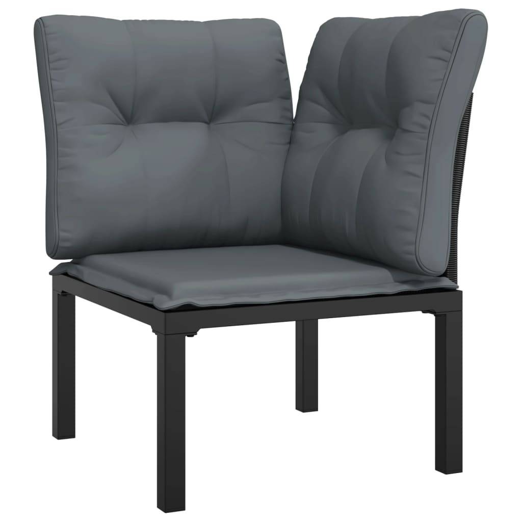 Helloshop26 - Salon de jardin meuble d'extérieur ensemble de mobilier 5 pièces noir et gris résine tressée - Imagen 2