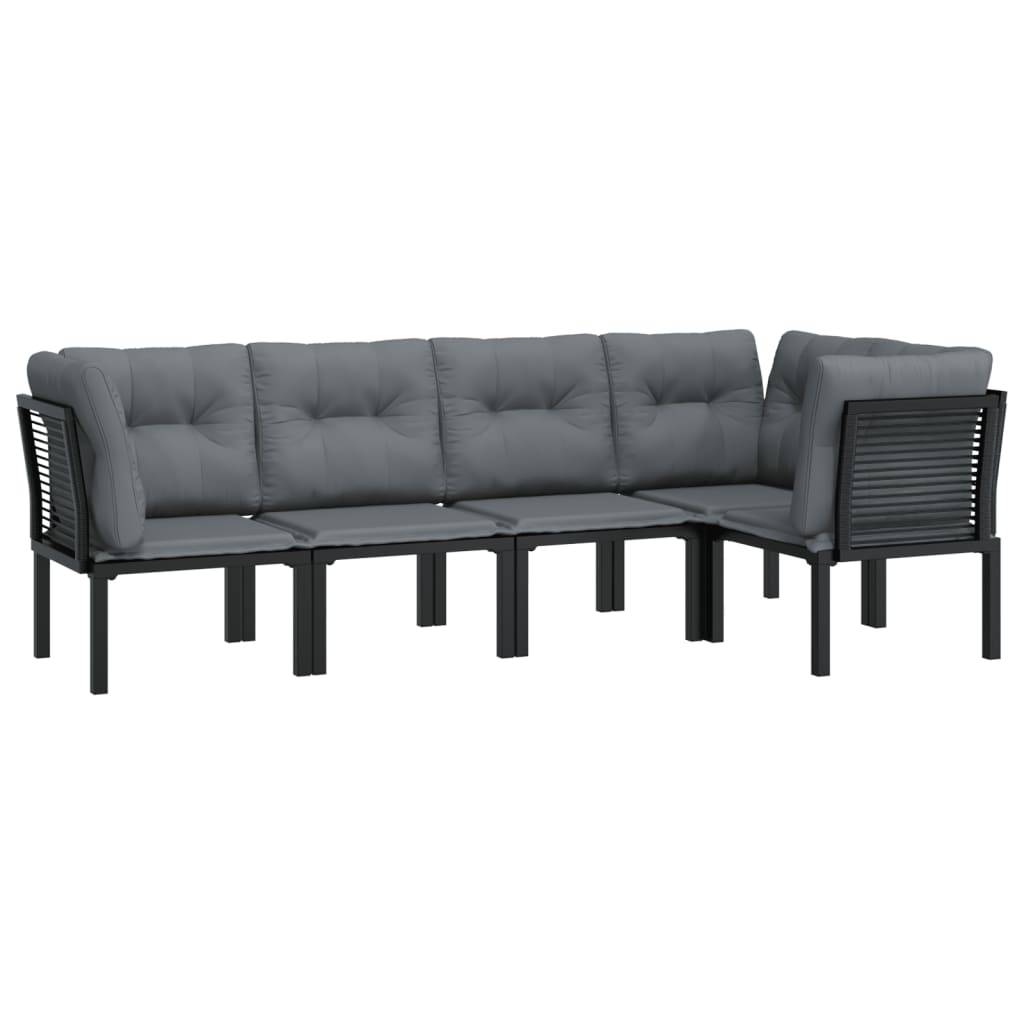Helloshop26 - Salon de jardin meuble d'extérieur ensemble de mobilier 5 pièces noir et gris résine tressée - Imagen 1