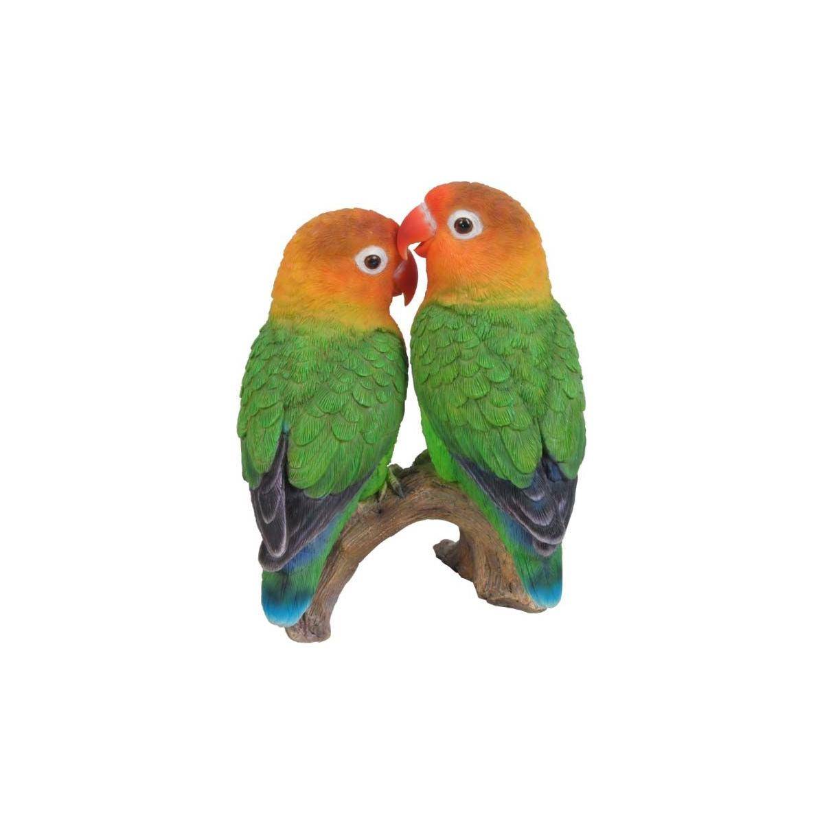 Vivid Arts - Couple d'inséparables en résine sur branche