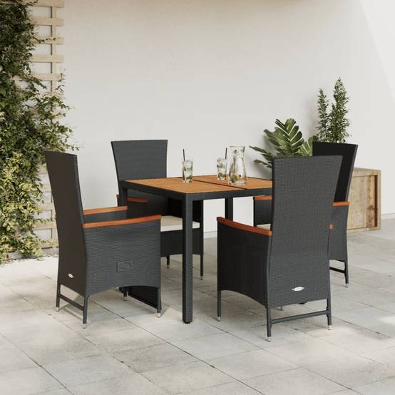 Salon de Jardin 4 Personnes Résine Tressée et Bois, 2 Chaises Relax avec Repose-pieds – ComfortXL Outdoor Living - Image 1