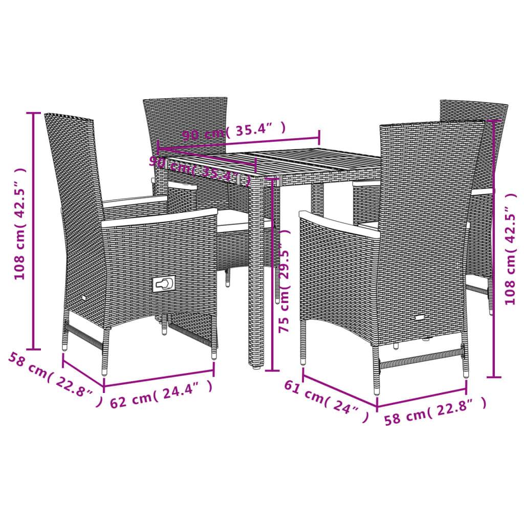 Salon de Jardin 4 Personnes Résine Tressée et Bois, 2 Chaises Relax avec Repose-pieds – ComfortXL Outdoor Living - Image 5