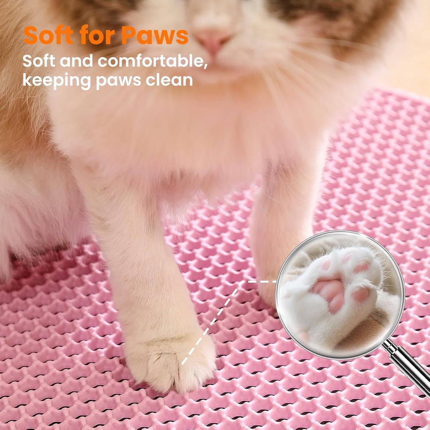 Tapis de litière pour chat, double couche, nid d'abeille, antidérapant, imperméable et anti-urine, accessoire pour chat, 30*45 cm, rose-Lytech - Image 5