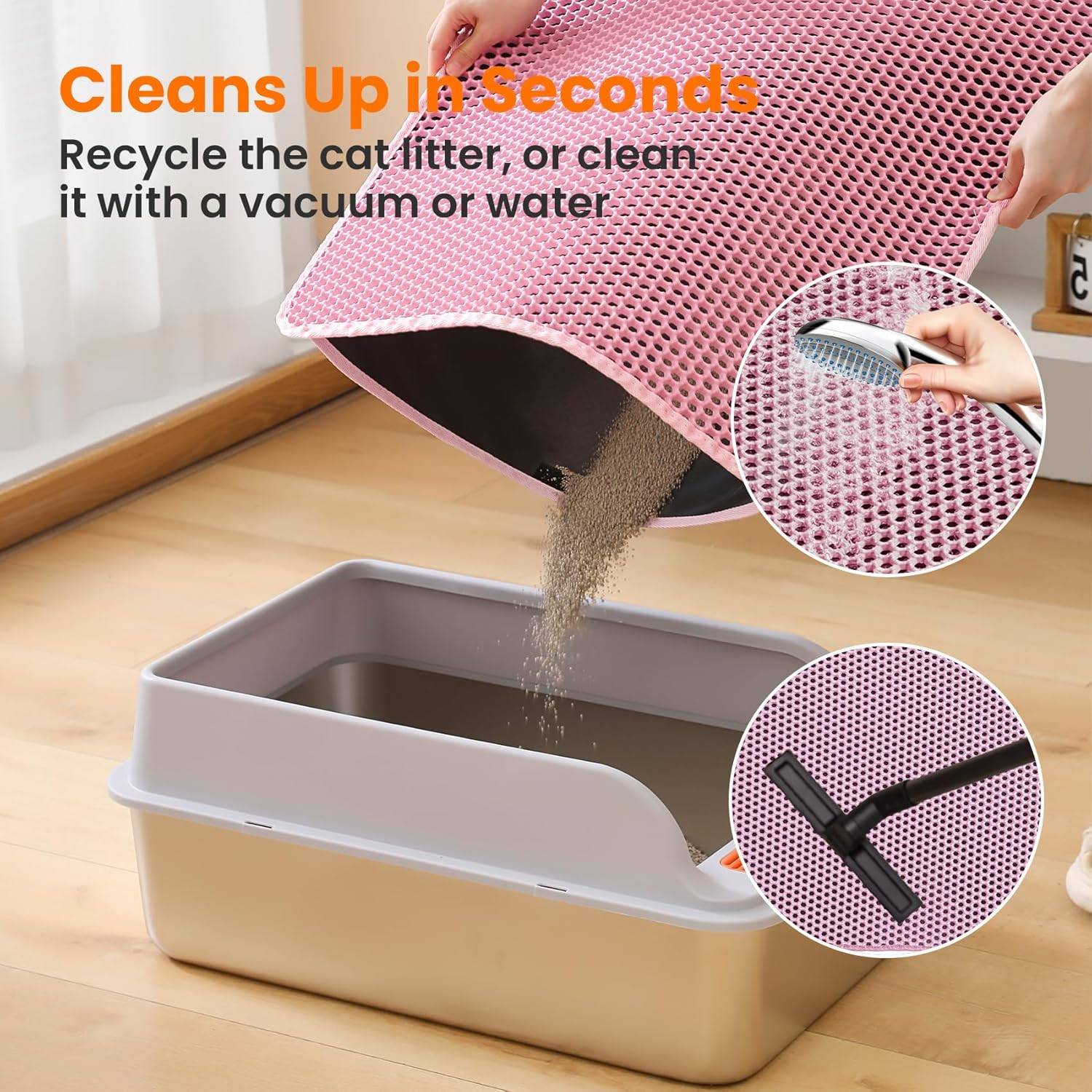 Tapis de litière pour chat, double couche, nid d'abeille, antidérapant, imperméable et anti-urine, accessoire pour chat, 30*45 cm, rose-Lytech - Image 3