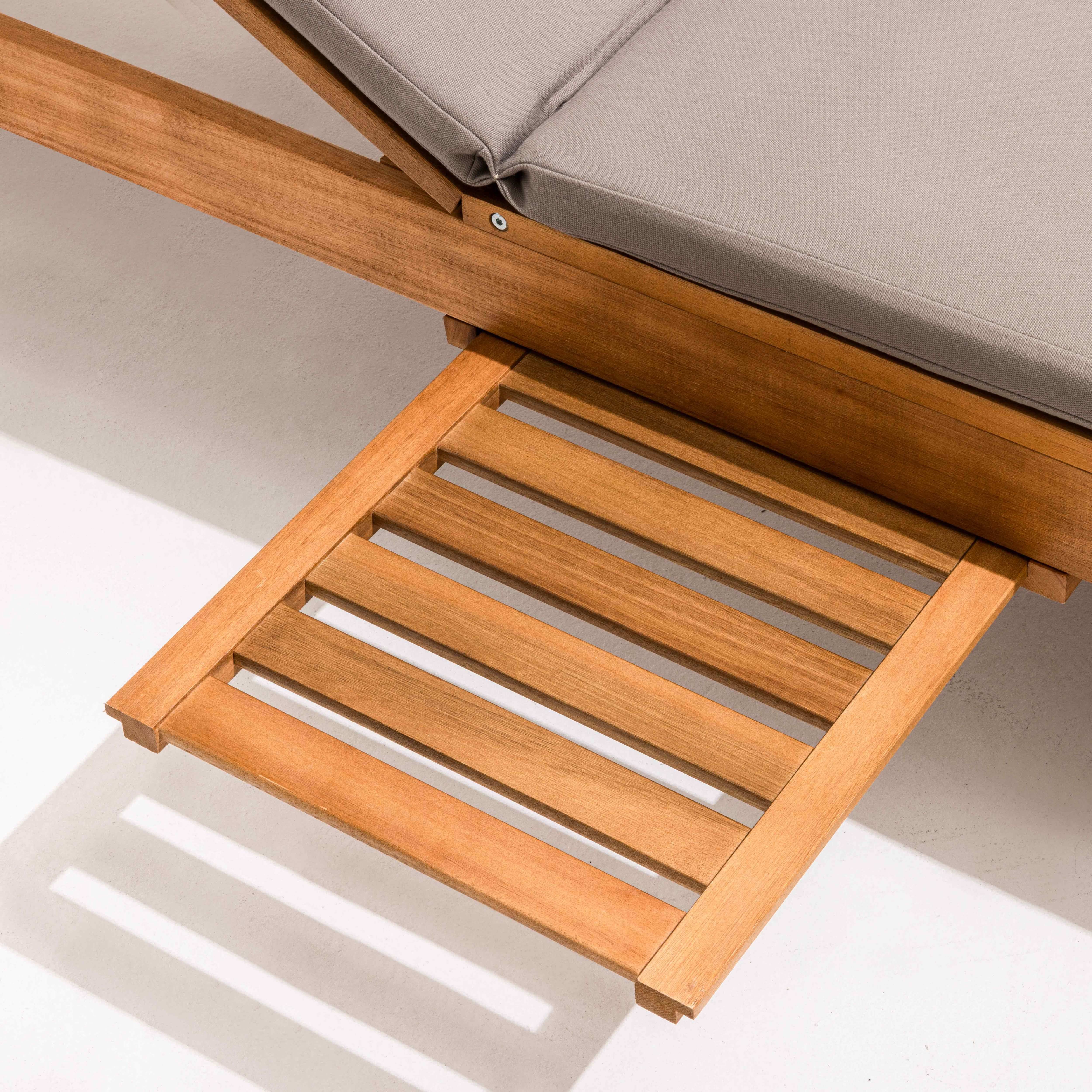 Oviala - Bain de soleil avec coussin et tablette en bois taupe - Oviala - Imagen 6
