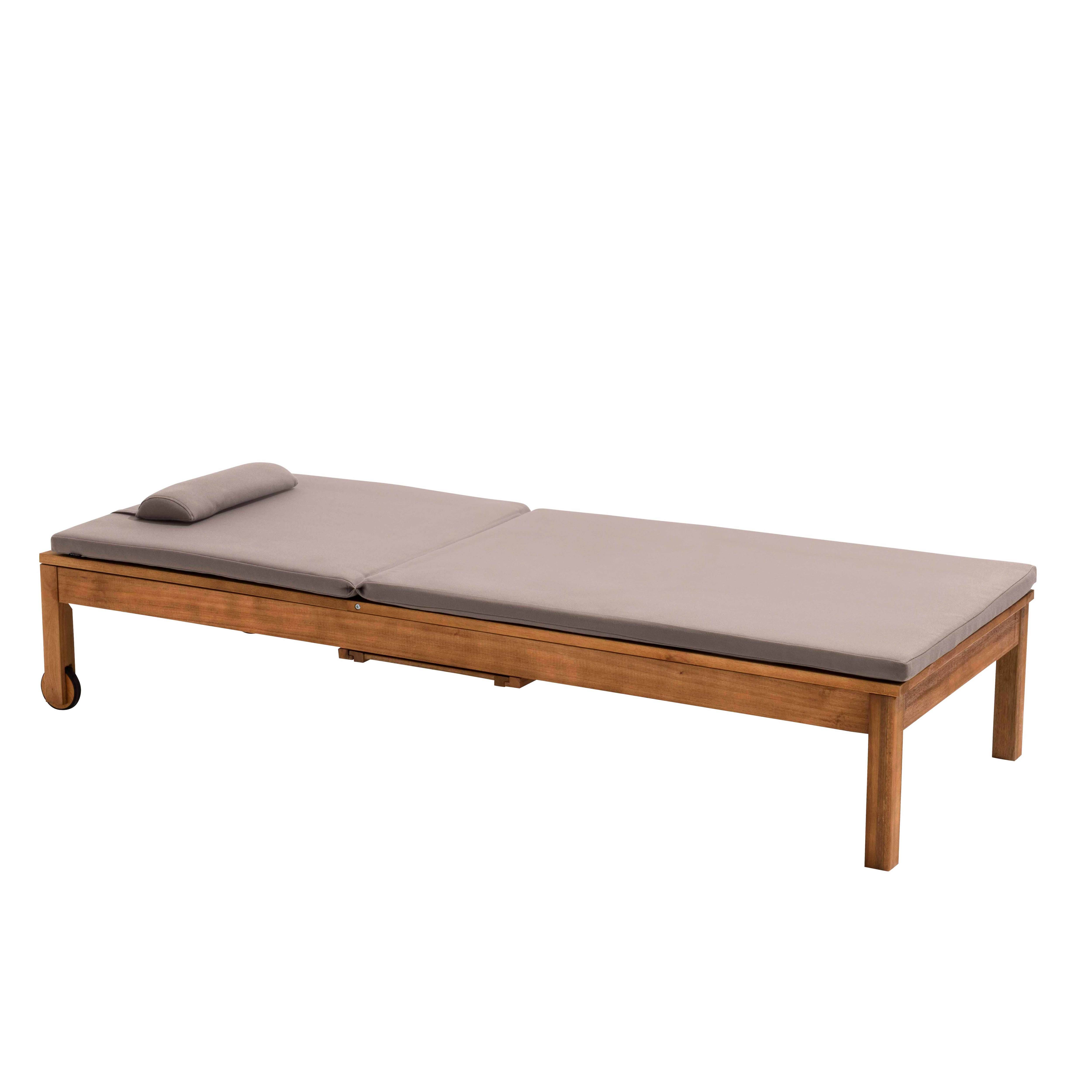 Oviala - Bain de soleil avec coussin et tablette en bois taupe - Oviala - Imagen 4
