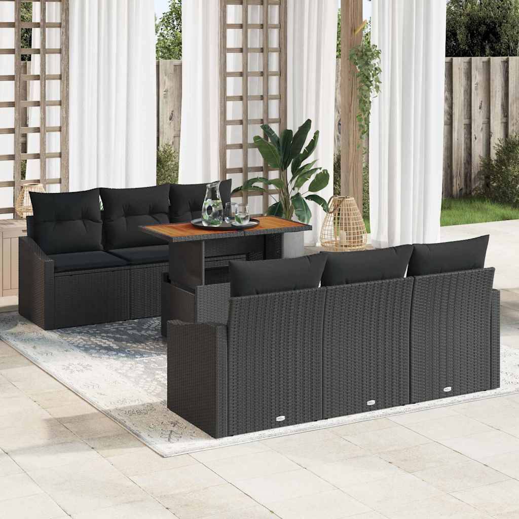 ComfortXL - Salon de jardin modulable 7 pièces en poly rotin avec rangement intégré Noir – ComfortXL Outdoor Living - Image 1