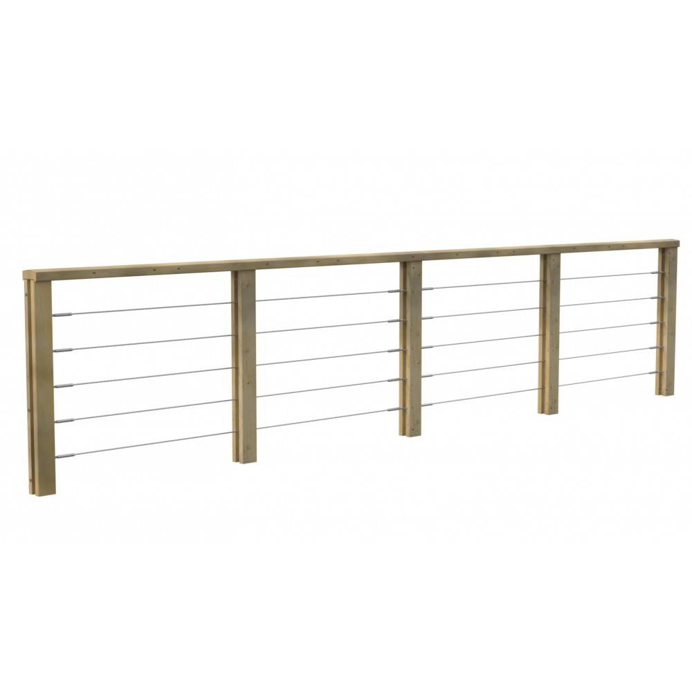 Kit Garde-corps Bois 15 marches JERSEY - Escalier Extérieur - Recoupables - Traité Autoclave - Montage Facile - Garantie 10 ans - Imagen 2