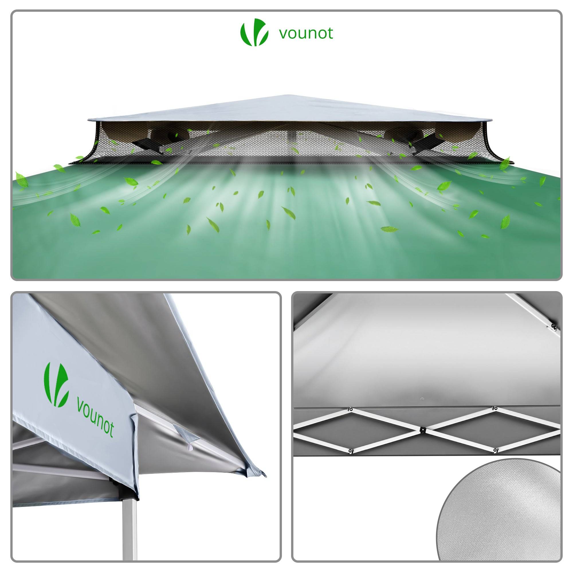 Vounot - VOUNOT® Tonnelle de jardin 3,6x3,6m pliable avec moustiquaire installation facile POP UP vert - Image 6