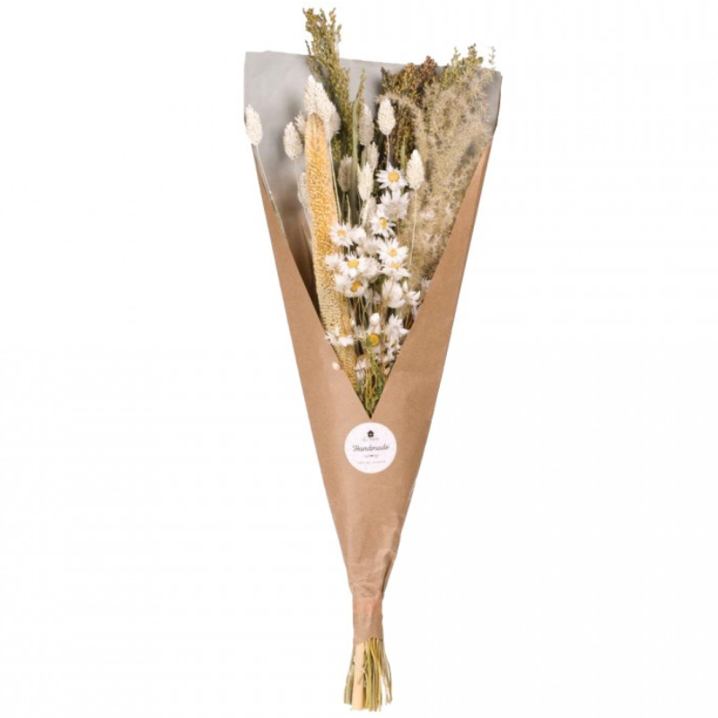 Naturalys - Bouquet de Fleurs séchées blanc déco 55 cm - Naturalys