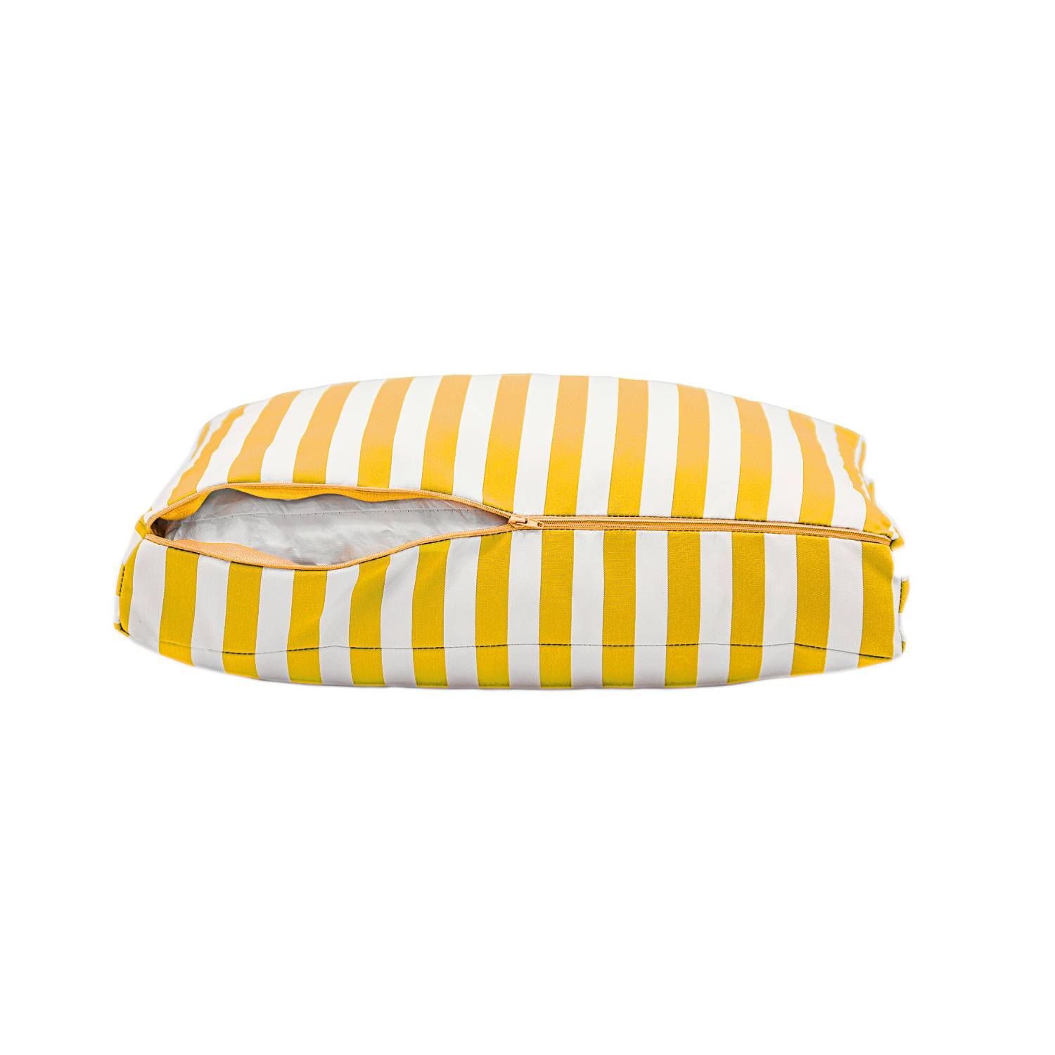 Coussins pour salon de jardin déhoussable 50x50cm Rayure jaunes - Déco arts - Image 6