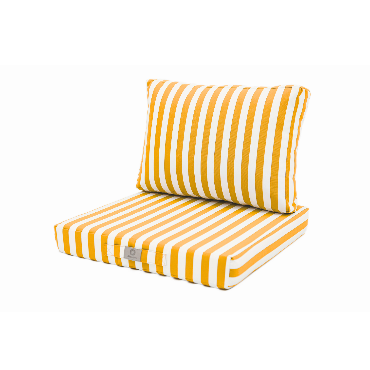 Coussins pour salon de jardin déhoussable 50x50cm Rayure jaunes - Déco arts