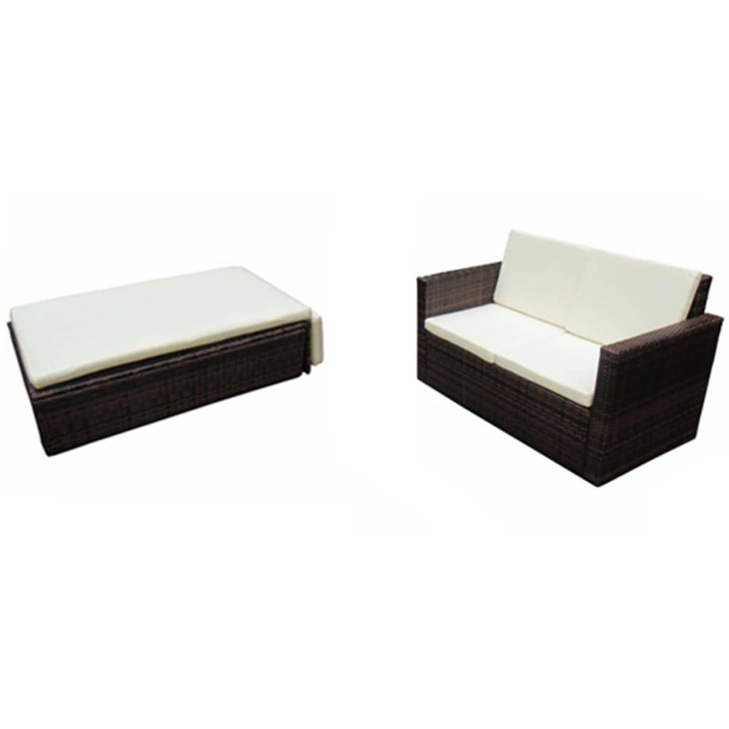 Helloshop26 - Salon de jardin meuble d'extérieur ensemble de mobilier 2 pièces avec coussins résine tressée marron - Imagen 2
