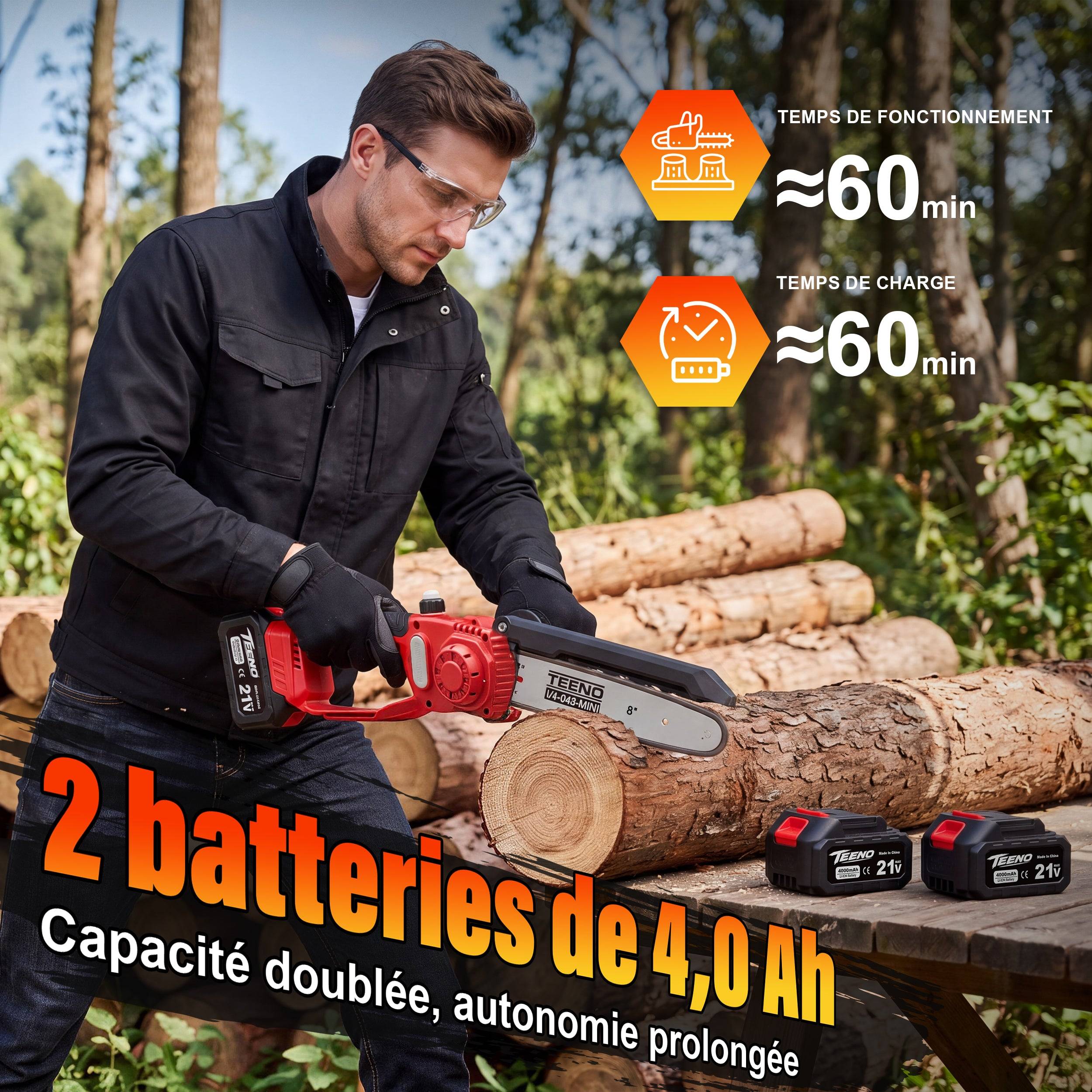 Teeno - Tronçonneuse rétractable 6 en 1, mini tronçonneuse 8 pouces, 2 batteries 4000mAh - Image 6