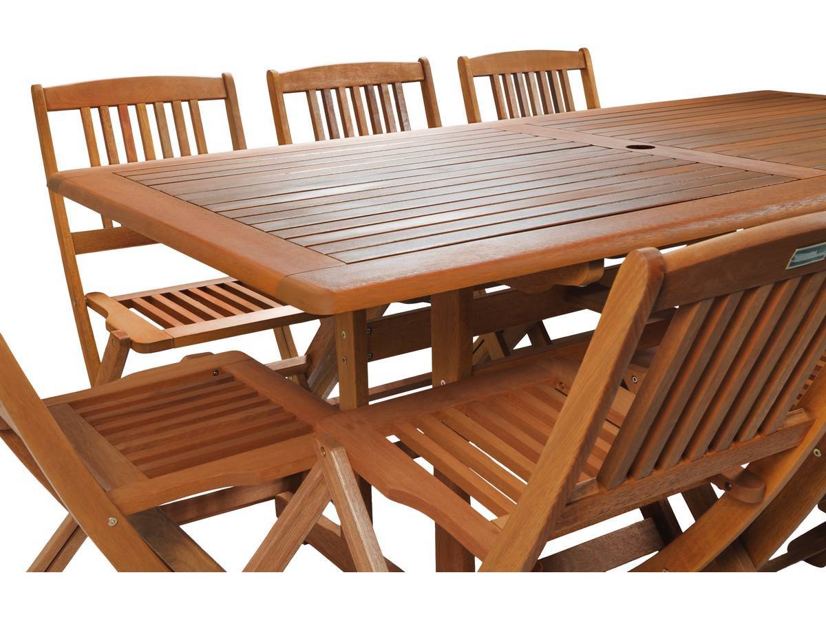 Habitat Et Jardin - Table Et Chaises De Jardin En Bois Exotique "hongkong" - Table Fixe + 8 Chaises Pliantes -habitat Et Jardin - Imagen 2