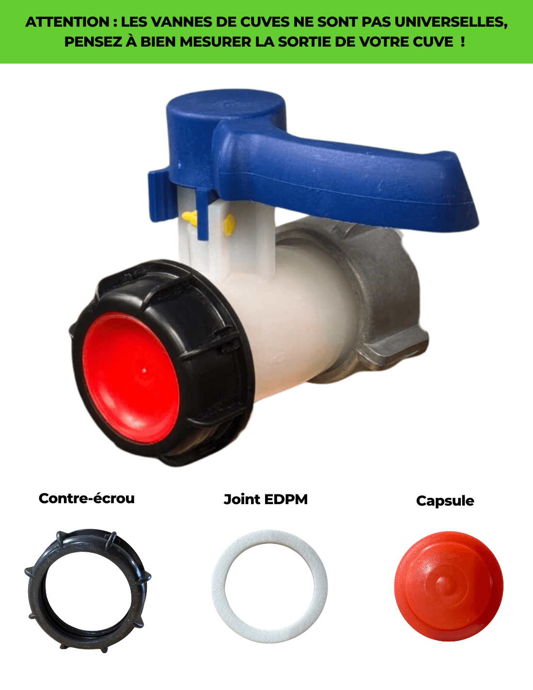 Vanne cuve - écrou S75X6 et sortie S60X6 - compatible Schütz - Imagen 5