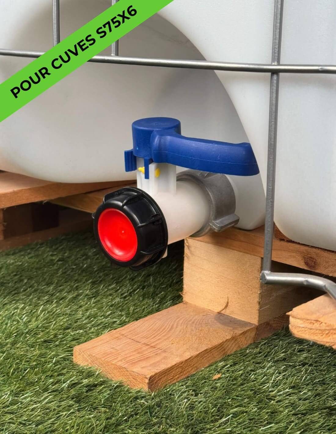 Vanne cuve - écrou S75X6 et sortie S60X6 - compatible Schütz - Imagen 2