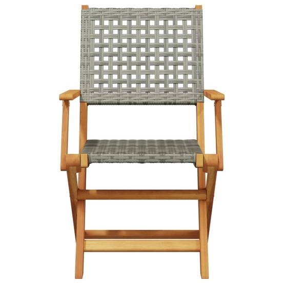 Ensemble de 5 pcs table de jardin avec chaises - mobilier de jardin résine tressée et bois massif-JU2690 - Image 4