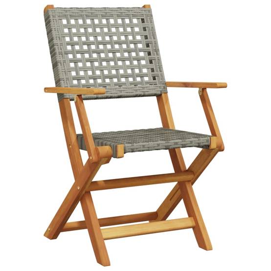 Ensemble de 5 pcs table de jardin avec chaises - mobilier de jardin résine tressée et bois massif-JU2690 - Image 3