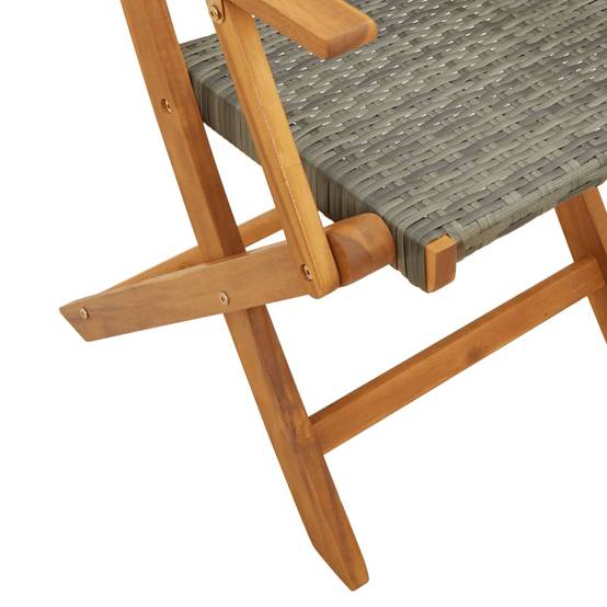 Ensemble de 5 pcs table de jardin avec chaises - mobilier de jardin résine tressée et bois massif-JU2690 - Image 9