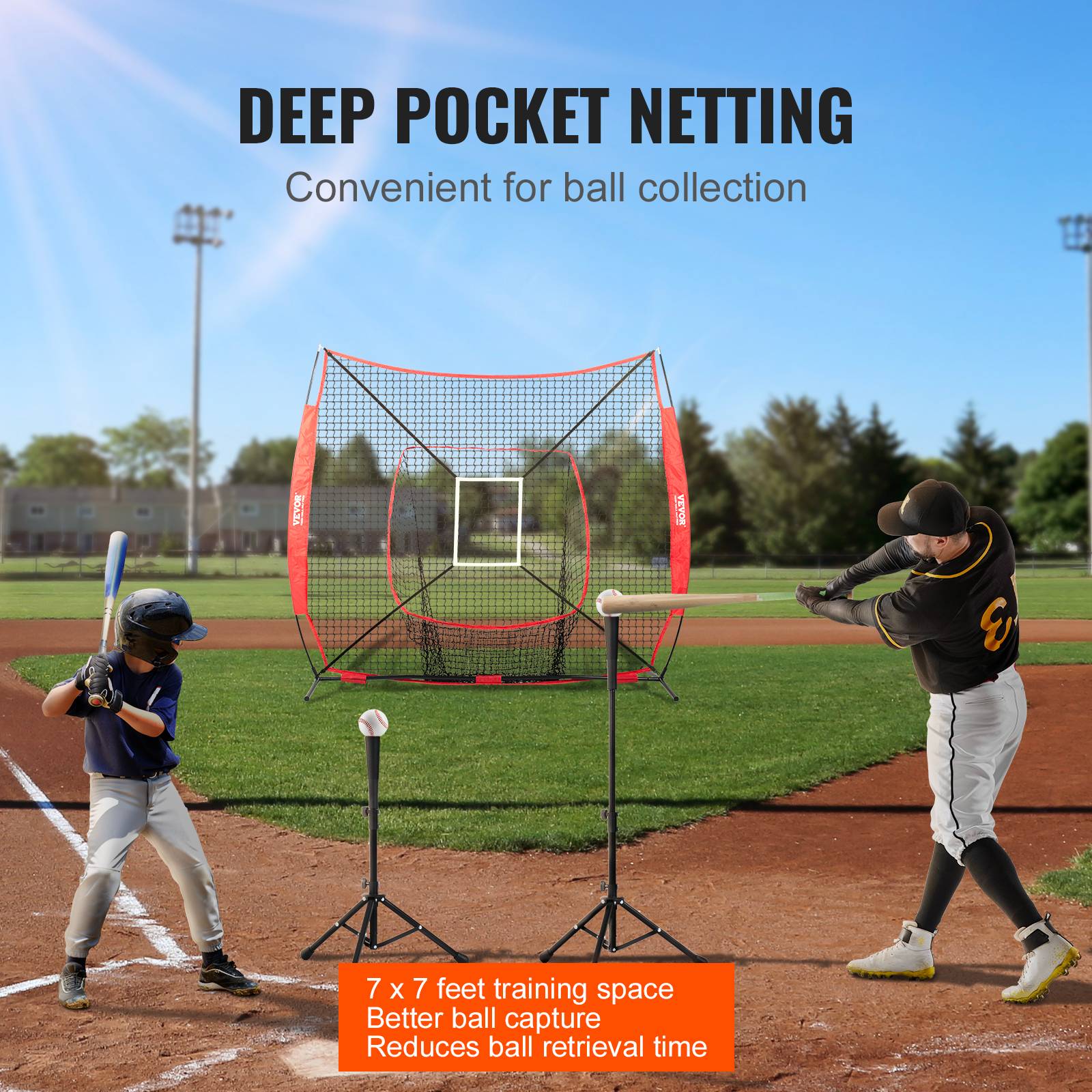Vevor - VEVOR Filet d'Entraînement de Baseball Softball 213,4x210 cm (Filet Uniquement) - Image 6