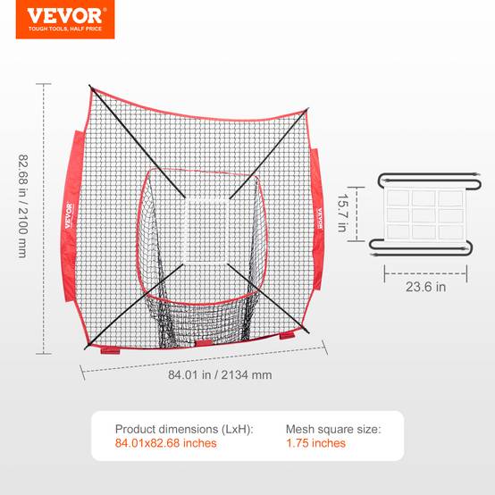 Vevor - VEVOR Filet d'Entraînement de Baseball Softball 213,4x210 cm (Filet Uniquement) - Image 7