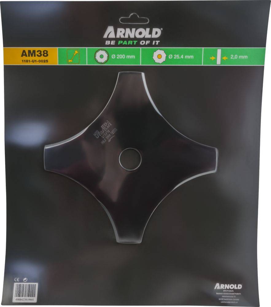 Arnold - Lame de débroussailleuse 20 cm, 4 dents - alésage 25,4 cm Arnold