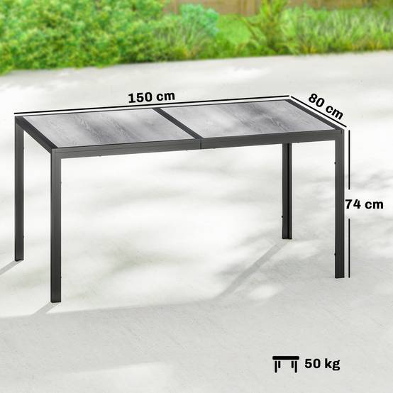 Outsunny - Table de jardin pour 4 à 6 personnes pieds en acier gris - Image 3