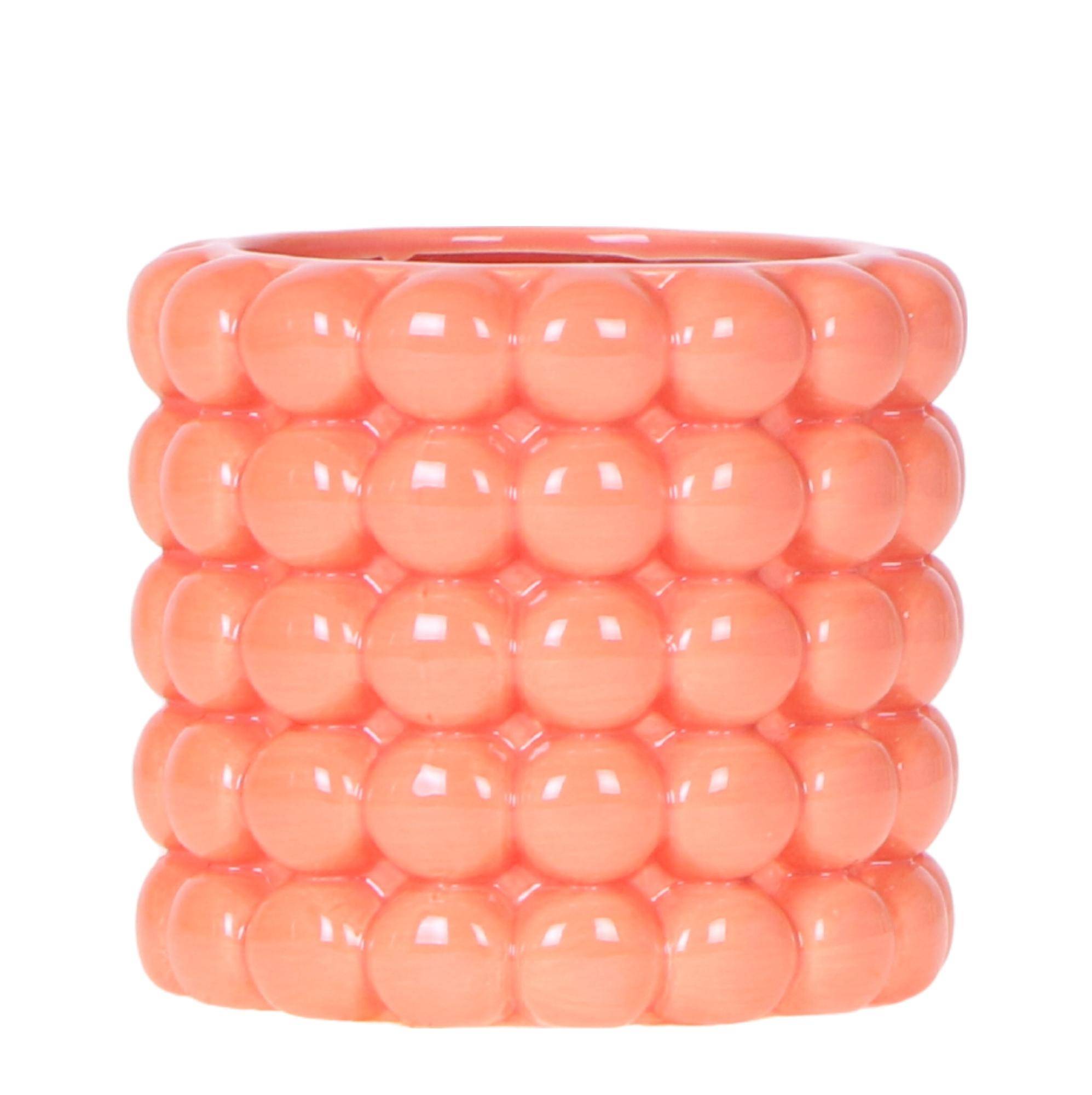 Cache-pot céramique - rondeurs colorées et gaies - Pot de 9cm - orange - Image 1