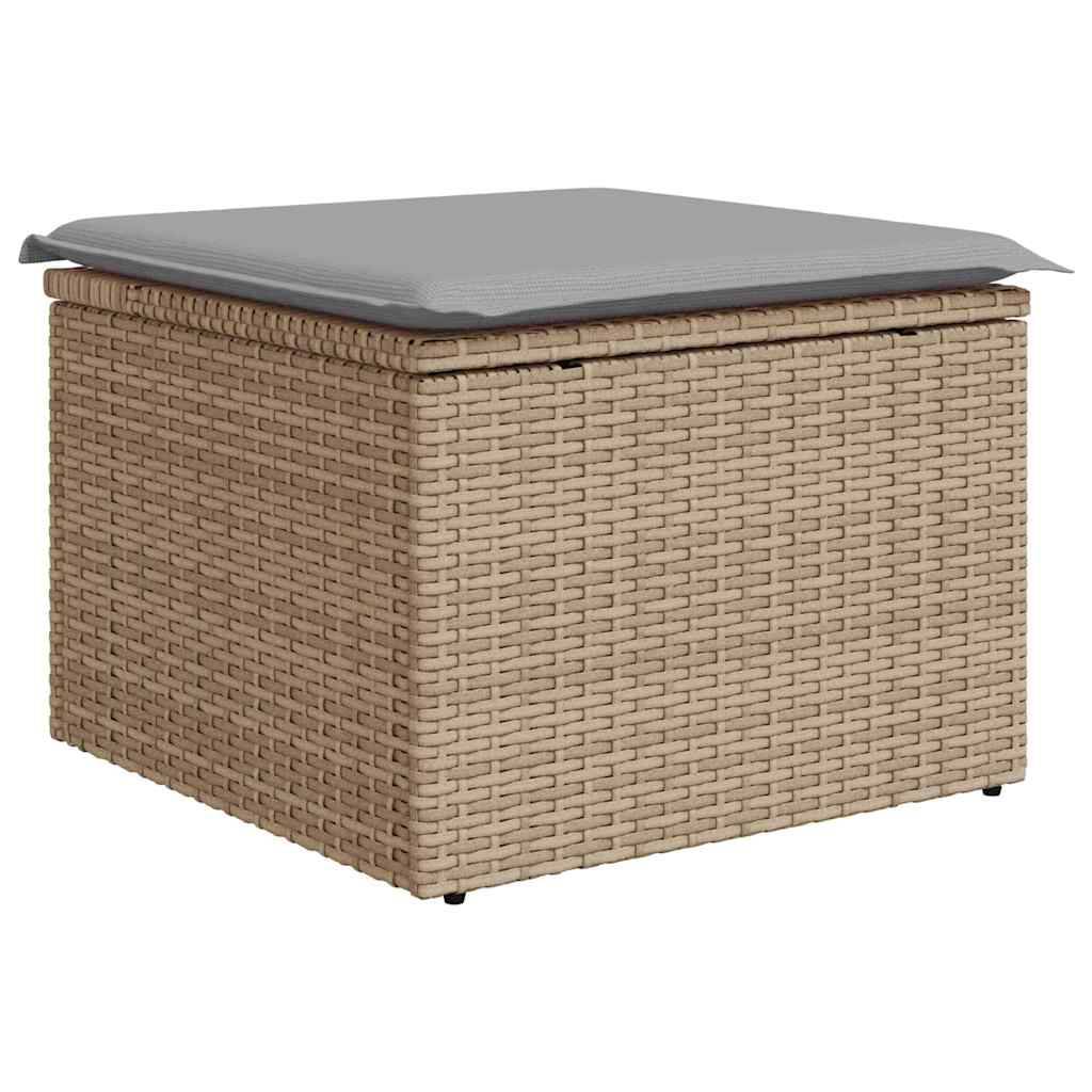 Ensemble de jardin 8 pièces en polyrotin avec pieds ajustables et pouf Beige – ComfortXL Outdoor Living - Image 7