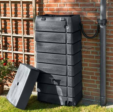 Nature - Récupérateur d'eau tonneau forme murale 276 litres anthracite - Imagen 5