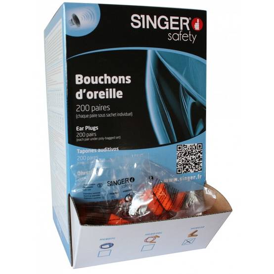Boite 200 paires de Bouchons d'oreilles PU 34 dB SINGER - HGB030 - Image 2