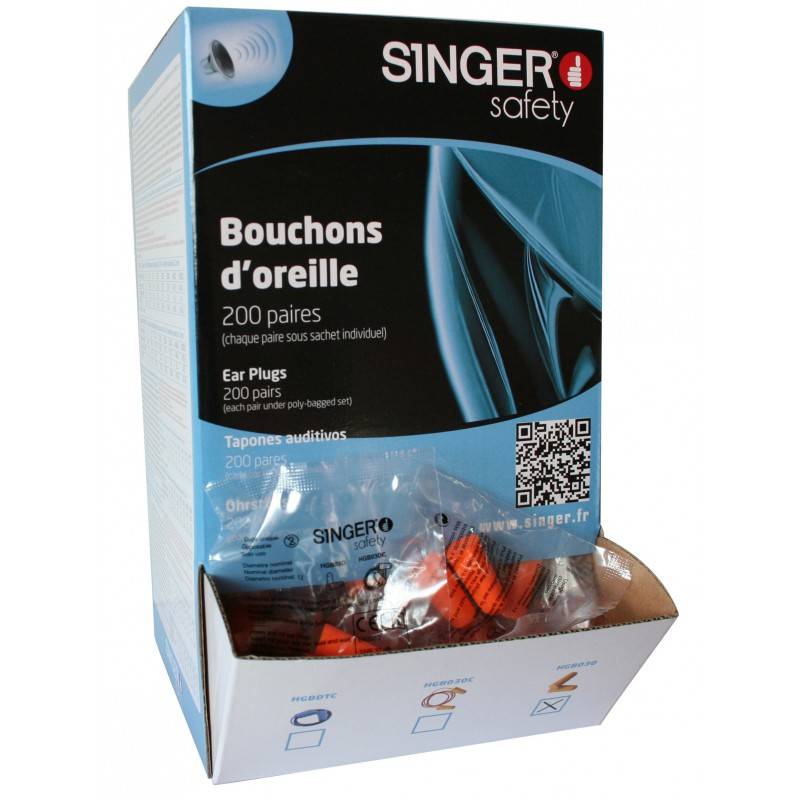 Boite 200 paires de Bouchons d'oreilles PU 34 dB SINGER - HGB030 - Image 2