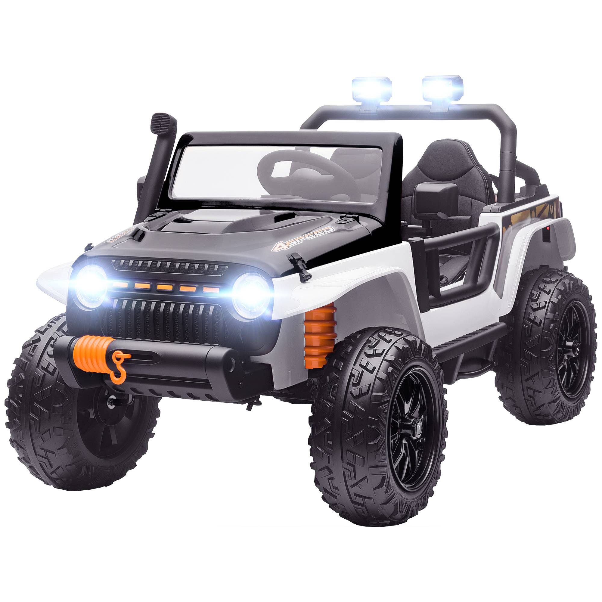Sans Marque - Voiture électrique enfants 12V siège parent-enfant télécommande musique klaxon lumières LED 3-8 ans blanche - Image 2