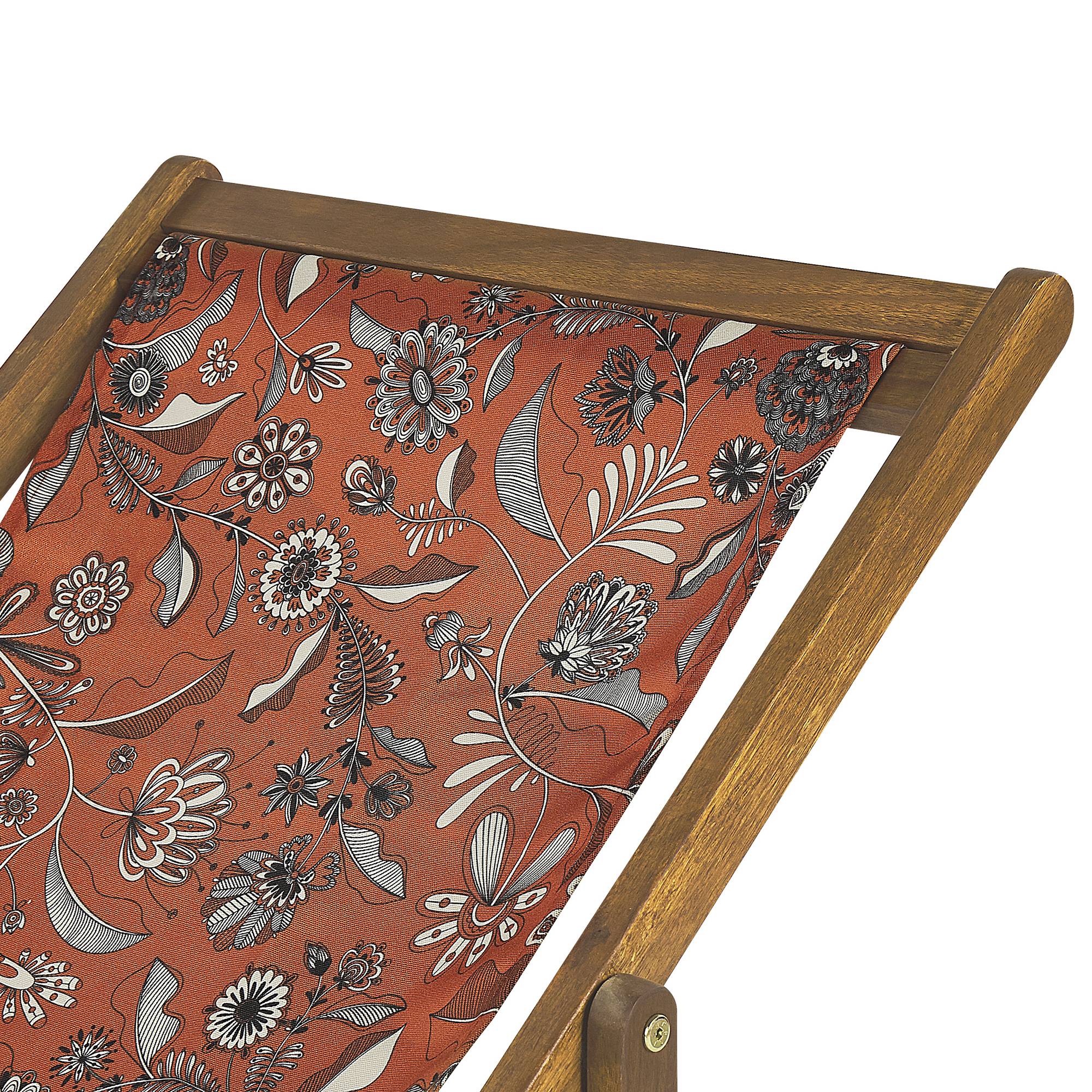 Beliani - 2 Transats Chiliennes Pliantes et Réglables en Bois d'Acacia Clair et Textile Motif Fleurs Rouges avec Toiles de Remplacement - Imagen 5