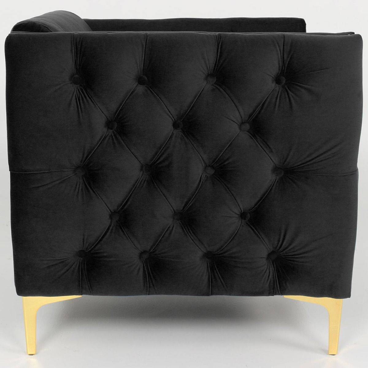 Paris Prix - Fauteuil Design en Velours "Suez" 83cm Noir - Image 4
