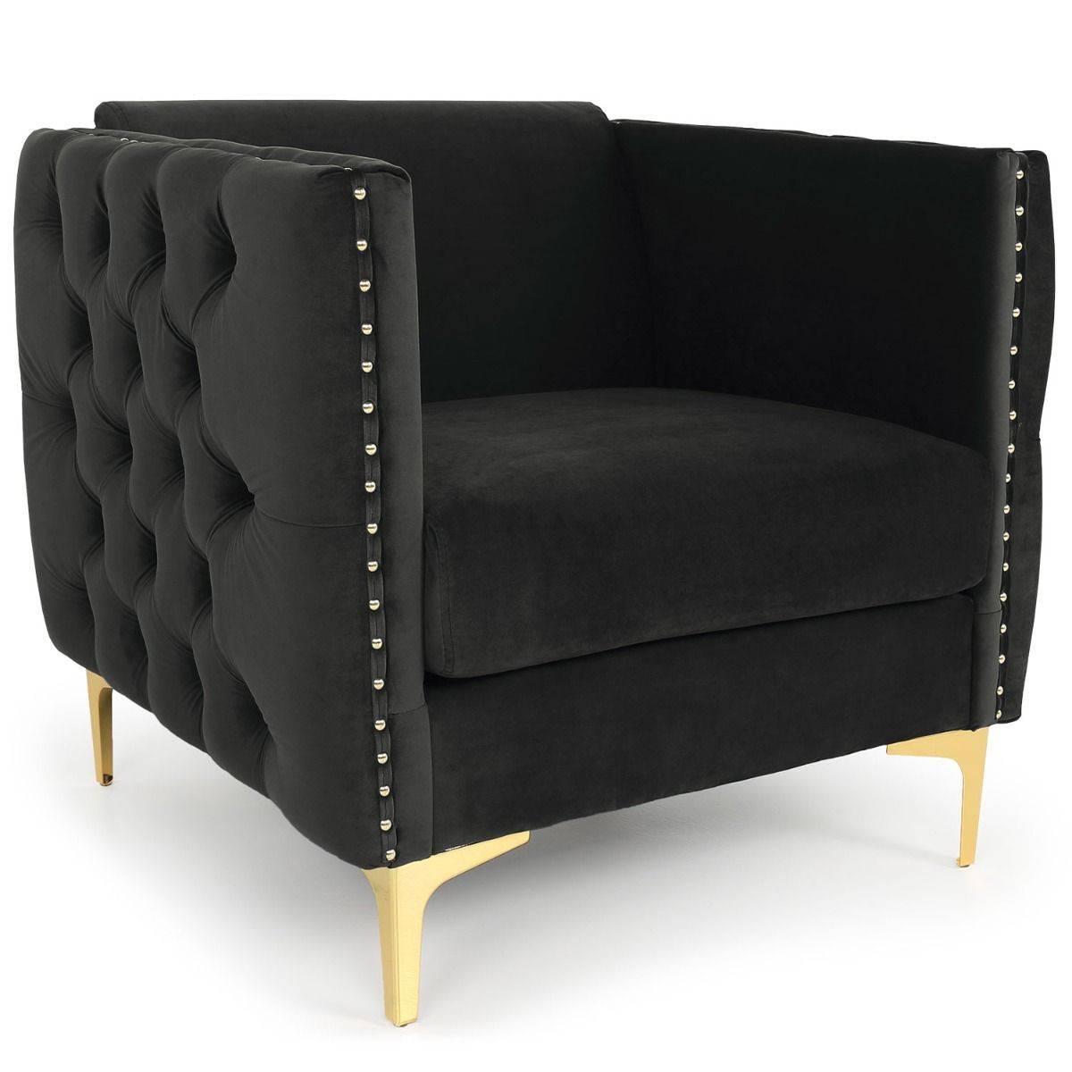 Paris Prix - Fauteuil Design en Velours "Suez" 83cm Noir - Image 1