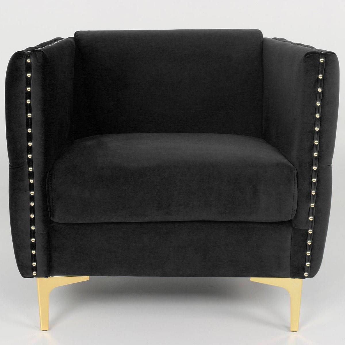 Paris Prix - Fauteuil Design en Velours "Suez" 83cm Noir - Image 2